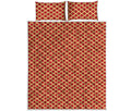 Red And Beige Japanese Pattern Print Quilt Bed Set