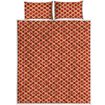 Red And Beige Japanese Pattern Print Quilt Bed Set