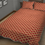 Red And Beige Japanese Pattern Print Quilt Bed Set
