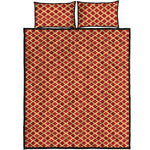 Red And Beige Japanese Pattern Print Quilt Bed Set