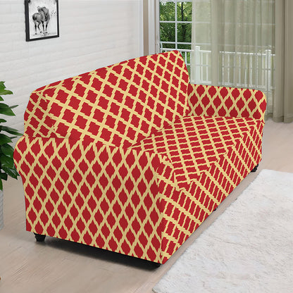 Red And Beige Japanese Pattern Print Sofa Cover
