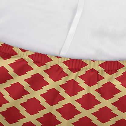 Red And Beige Japanese Pattern Print Sofa Cover