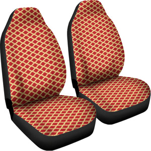 Red And Beige Japanese Pattern Print Universal Fit Car Seat Covers