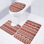 Red And Beige Southwestern Pattern Print 3 Piece Bath Mat Set