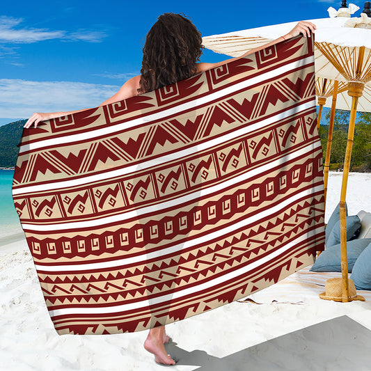 Red And Beige Southwestern Pattern Print Beach Sarong Wrap