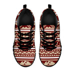 Red And Beige Southwestern Pattern Print Black Sneakers