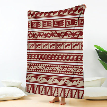 Red And Beige Southwestern Pattern Print Blanket