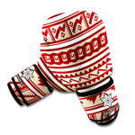 Red And Beige Southwestern Pattern Print Boxing Gloves