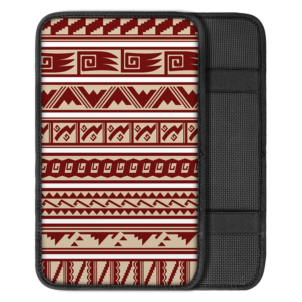 Red And Beige Southwestern Pattern Print Car Center Console Cover