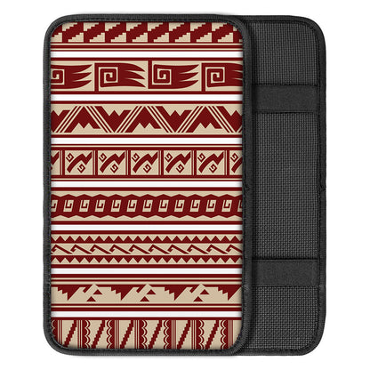 Red And Beige Southwestern Pattern Print Car Center Console Cover