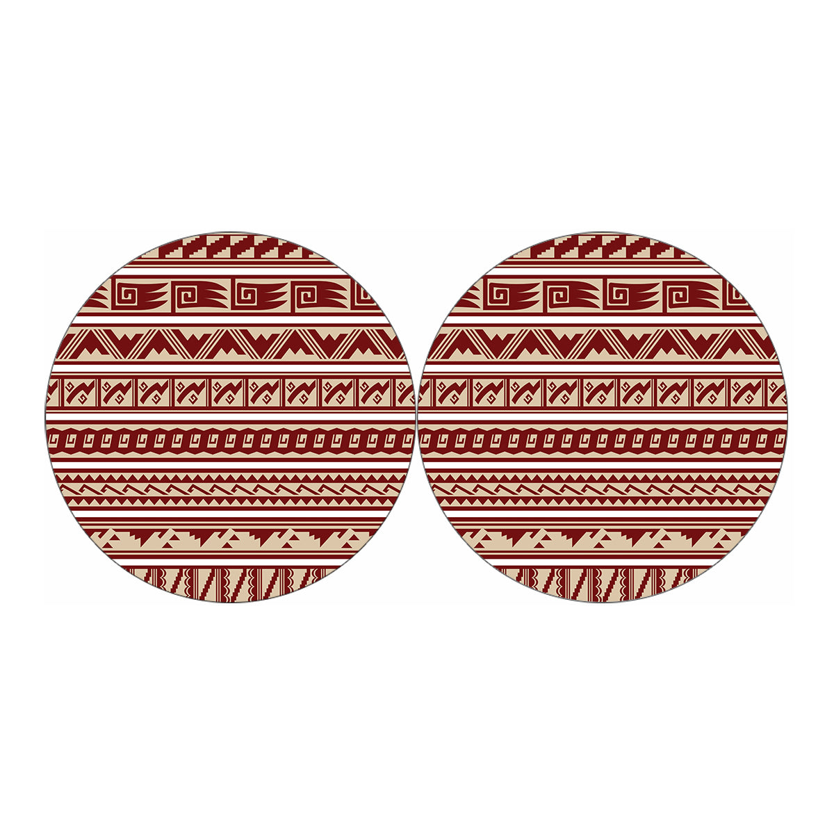 Red And Beige Southwestern Pattern Print Car Coasters
