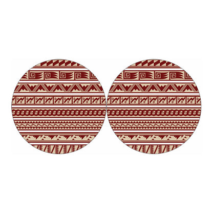 Red And Beige Southwestern Pattern Print Car Coasters