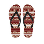 Red And Beige Southwestern Pattern Print Flip Flops