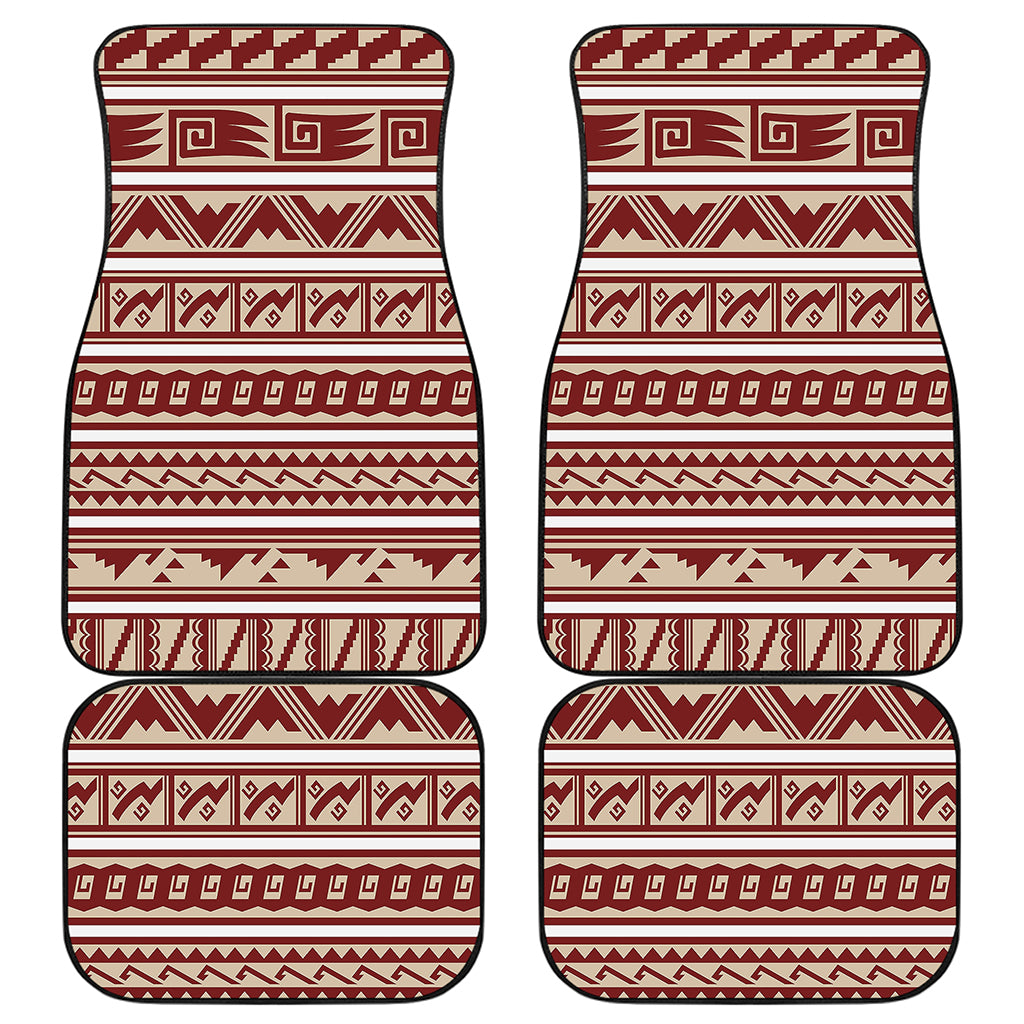 Red And Beige Southwestern Pattern Print Front and Back Car Floor Mats