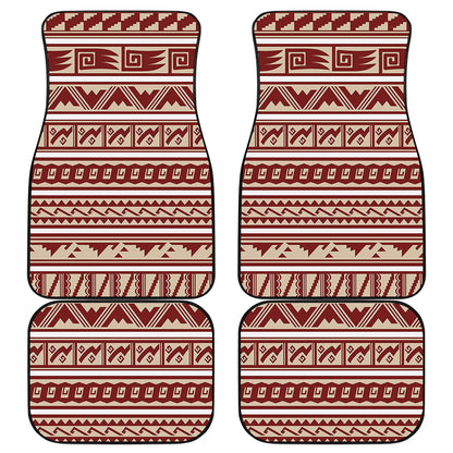 Red And Beige Southwestern Pattern Print Front and Back Car Floor Mats