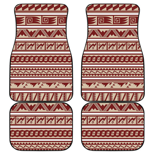 Red And Beige Southwestern Pattern Print Front and Back Car Floor Mats