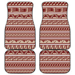 Red And Beige Southwestern Pattern Print Front and Back Car Floor Mats