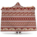 Red And Beige Southwestern Pattern Print Hooded Blanket
