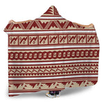 Red And Beige Southwestern Pattern Print Hooded Blanket