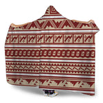 Red And Beige Southwestern Pattern Print Hooded Blanket