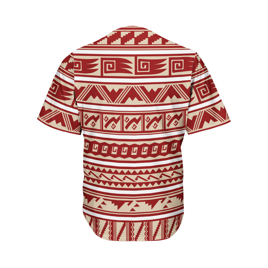 Red And Beige Southwestern Pattern Print Men's Baseball Jersey