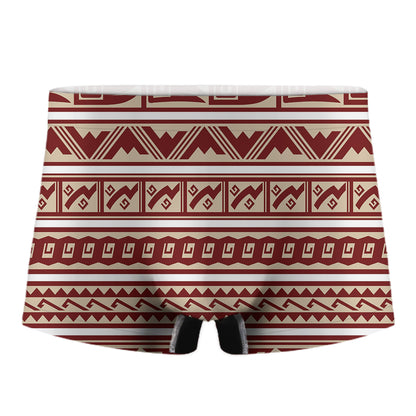 Red And Beige Southwestern Pattern Print Men's Boxer Briefs