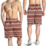 Red And Beige Southwestern Pattern Print Men's Shorts