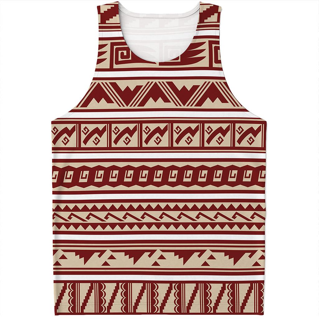 Red And Beige Southwestern Pattern Print Men's Tank Top
