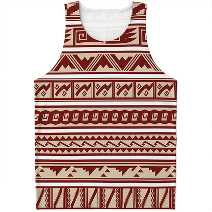Red And Beige Southwestern Pattern Print Men's Tank Top