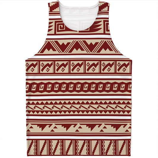 Red And Beige Southwestern Pattern Print Men's Tank Top