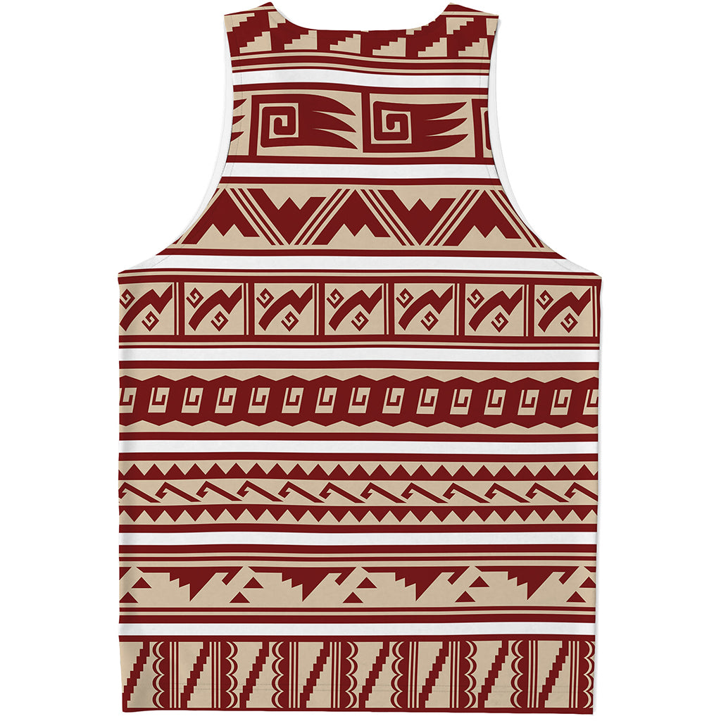 Red And Beige Southwestern Pattern Print Men's Tank Top