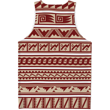 Red And Beige Southwestern Pattern Print Men's Tank Top