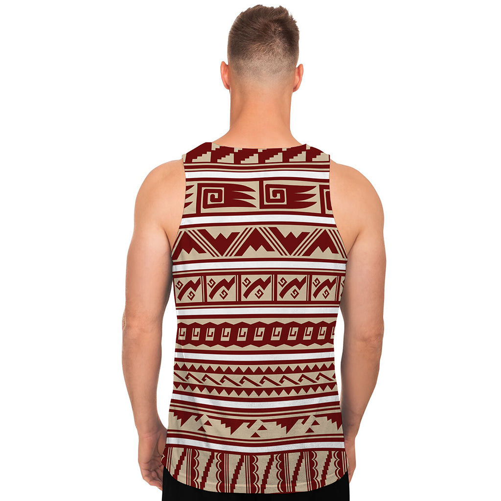 Red And Beige Southwestern Pattern Print Men's Tank Top