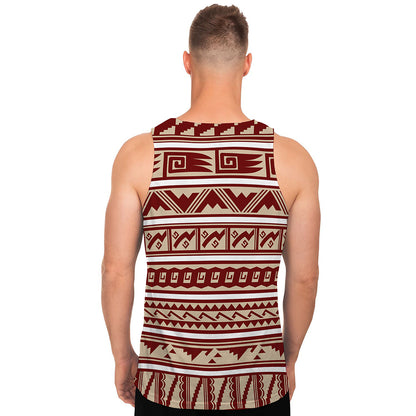 Red And Beige Southwestern Pattern Print Men's Tank Top