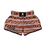 Red And Beige Southwestern Pattern Print Muay Thai Boxing Shorts