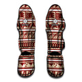 Red And Beige Southwestern Pattern Print Muay Thai Shin Guards