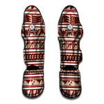 Red And Beige Southwestern Pattern Print Muay Thai Shin Guard