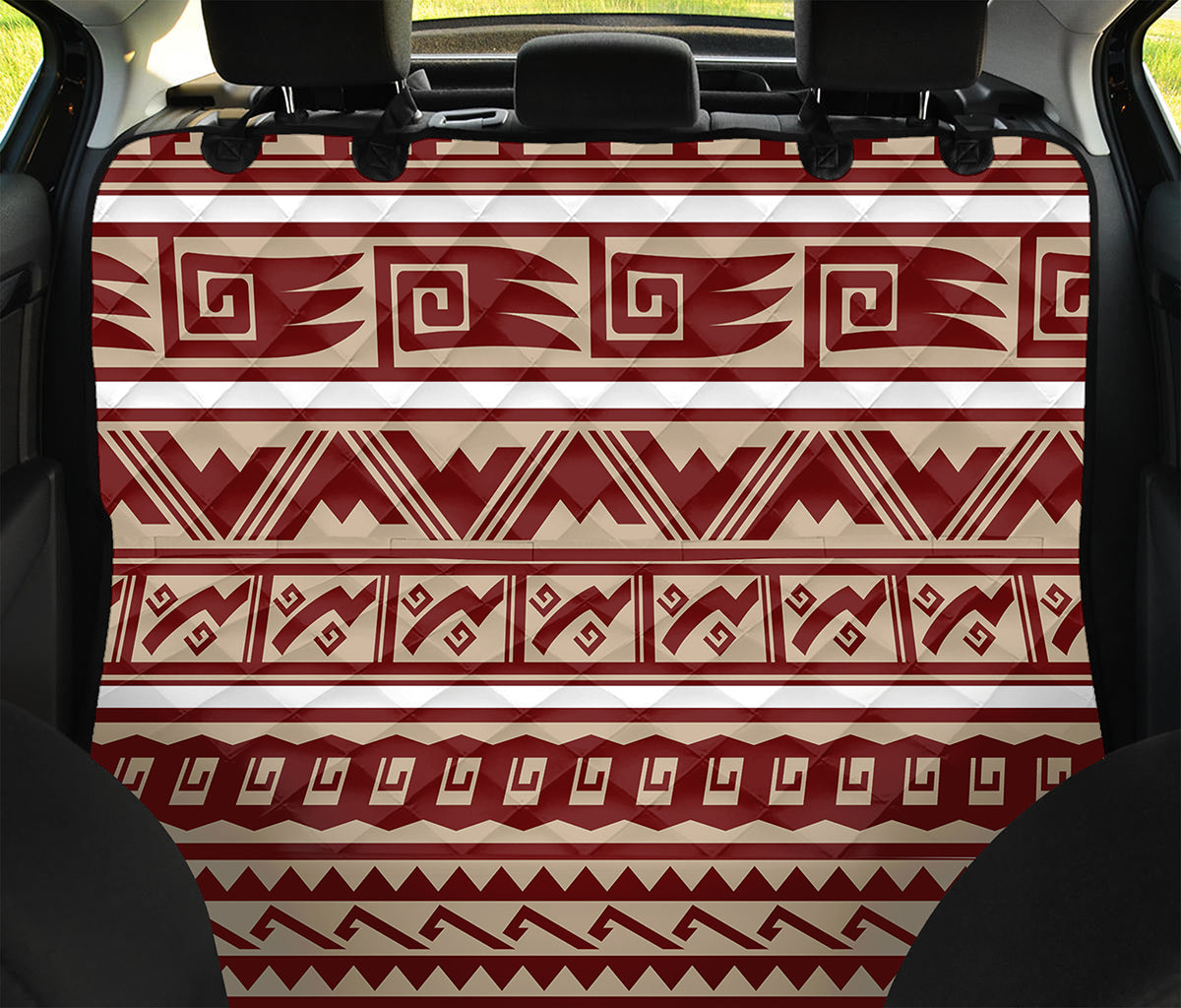 Red And Beige Southwestern Pattern Print Pet Car Back Seat Cover
