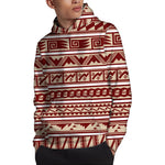 Red And Beige Southwestern Pattern Print Pullover Hoodie