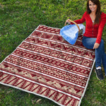 Red And Beige Southwestern Pattern Print Quilt