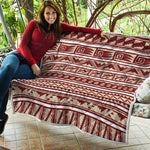 Red And Beige Southwestern Pattern Print Quilt