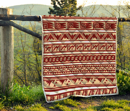 Red And Beige Southwestern Pattern Print Quilt