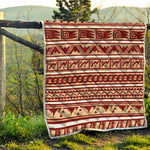 Red And Beige Southwestern Pattern Print Quilt