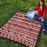 Red And Beige Southwestern Pattern Print Quilt