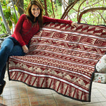 Red And Beige Southwestern Pattern Print Quilt