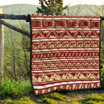 Red And Beige Southwestern Pattern Print Quilt
