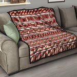 Red And Beige Southwestern Pattern Print Quilt