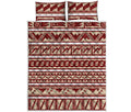 Red And Beige Southwestern Pattern Print Quilt Bed Set