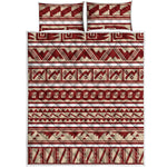 Red And Beige Southwestern Pattern Print Quilt Bed Set