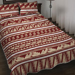 Red And Beige Southwestern Pattern Print Quilt Bed Set
